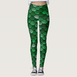 Leggings Belle échelle de sirène verte brillante