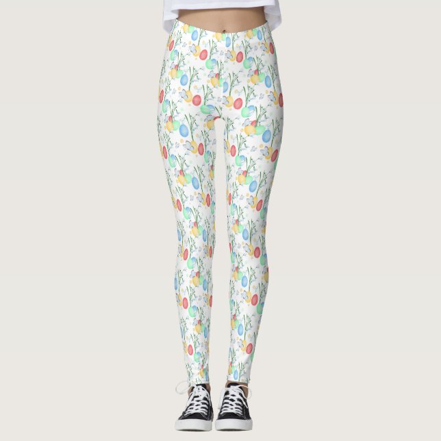 Leggings Belle et élégante aquarelle Motif de Pâques (Devant)
