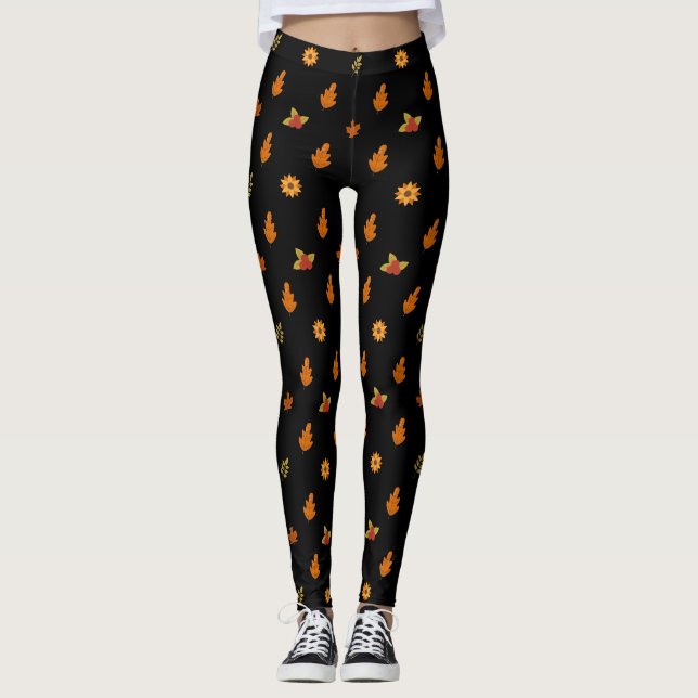 Leggings Belle Feuilles d'automne Fleurs Motif Fille (Devant)