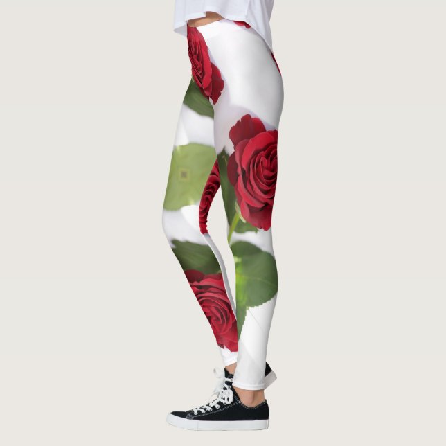 Leggings Belle Fleur de Rose Rouge Profond (Gauche)