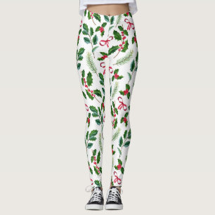 Leggings Belle Joyeuses Fêtes Aquarelle Motif vert