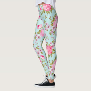 Leggings Belle Lavande Et Motif Floral Rose