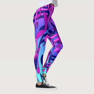 Leggings Belle Musique Notes vives Pink Purple Blue Aqua