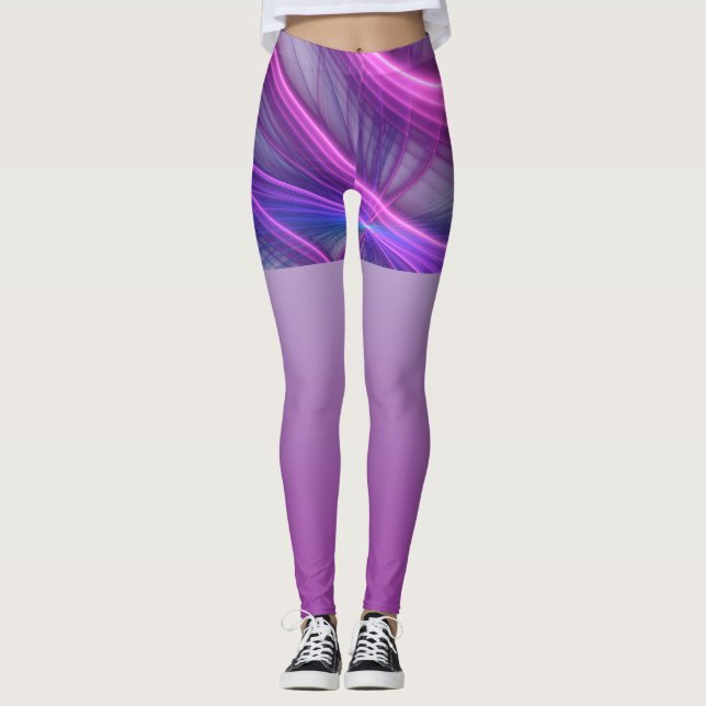 Leggings Belle Swing Moderne Art Fractal Abstrait Rose (Devant)
