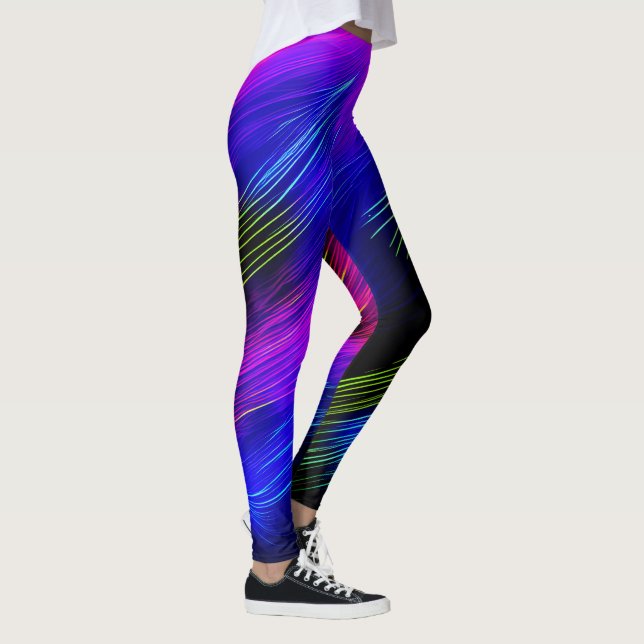 Leggings Belles couleurs sombres néon lumières lignes (Droite)