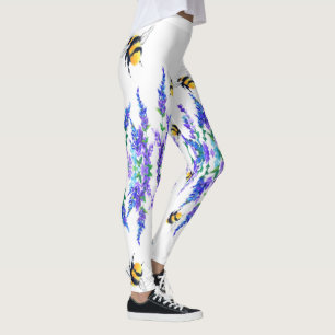 Leggings Belles fleurs de printemps et vols d'abeilles - De