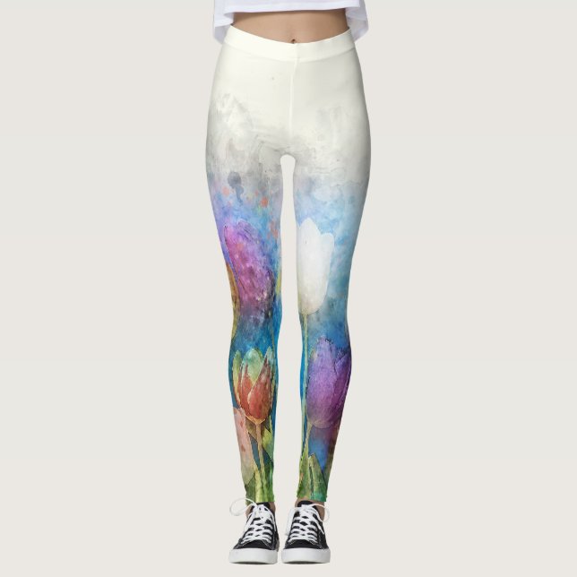 Leggings Belles fleurs de tulipe (Devant)