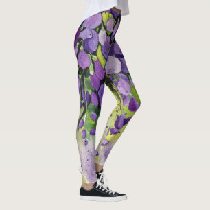 Leggings Belles Fleurs De Wisteria En Aquarelle