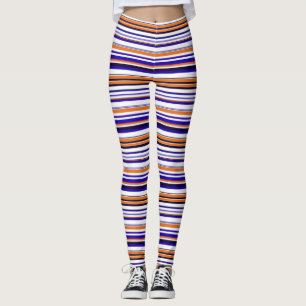 Leggings Belles rayures bleues orange