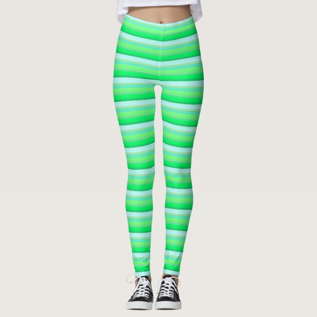 Leggings Belles rayures vert aqua (Devant)