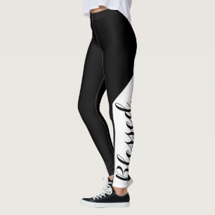 Leggings  Béni. Black White Modern Script Christian
