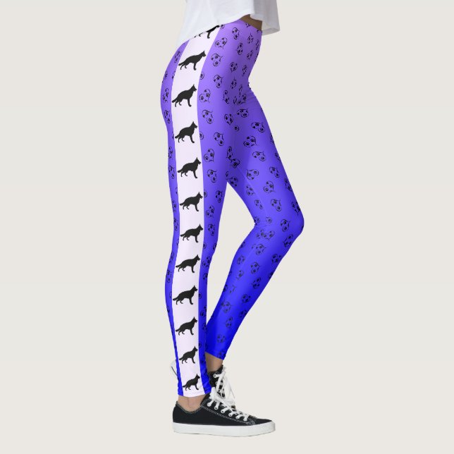 Leggings Berger allemand avec coeur bleu violet Ombre (Droite)