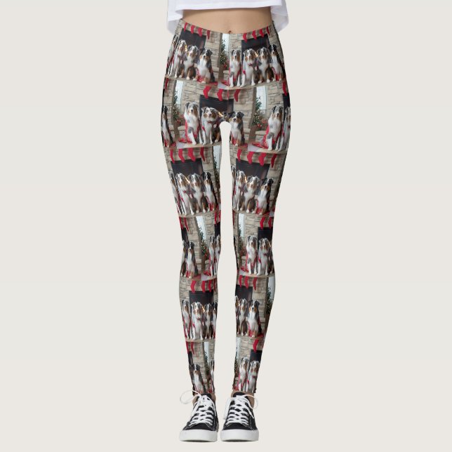 Leggings Berger australien près de la cheminée Noël (Devant)