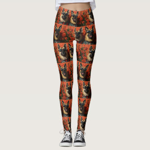 Leggings Berger Belge Avec Roses De Coeur Saint-Valentin