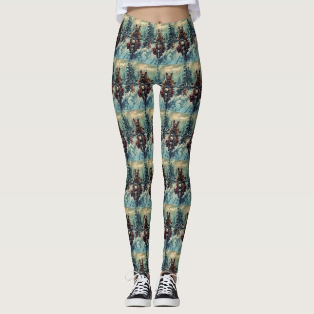 Leggings Berger belge Chien à cheval Moto Noël (Devant)