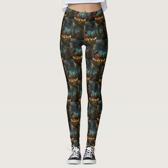 Leggings Bernedoodle Noël Festival Voyage (Devant)