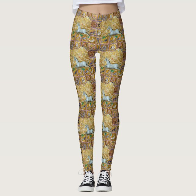 LEGGINGS BESTIAIRE MÉDIÉVAL LARGE, UNICORN EXÉCUTÉ, ANIMAUX (Devant)
