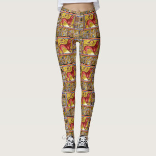 LEGGINGS BESTIAIRE MÉDIÉVAL, LÉOPARD, ANIMAUX FORESTIERS