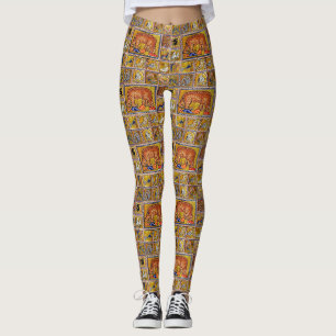 LEGGINGS BESTIAIRE MÉDIÉVAL, OURS, ANIMAUX FORESTIERS