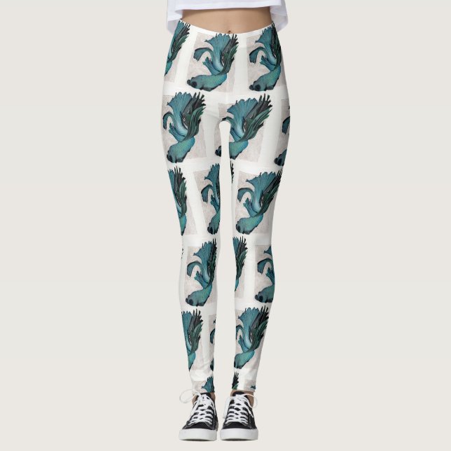 Leggings Betta Fish Turquoise Green Art Pièce d'entraînemen (Devant)