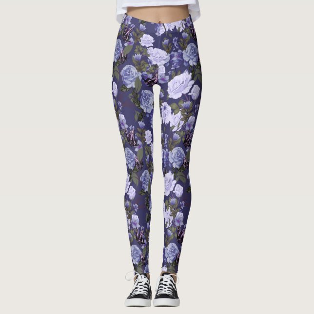 Leggings Beurre floral violet Jambes des femmes (Devant)