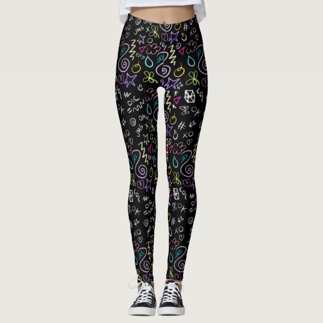 Leggings BFF Doodles - Faux Parties scintillant Motif (Devant)