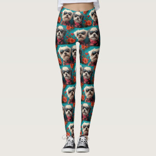 Leggings Bichon Frise avec roses du cœur pour la Saint-Vale