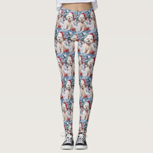 Leggings Bichon Frise Chien Hiver Merveilles Pays de Noël J
