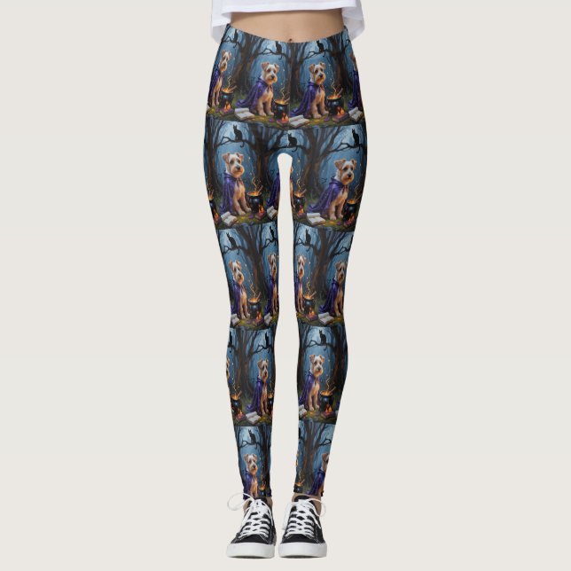 Leggings Biewer Terrier Chien Whimsical Halloween Peinture (Devant)