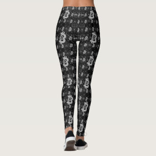 Leggings Bitcoin argent numérique Black Cryptomonnaie