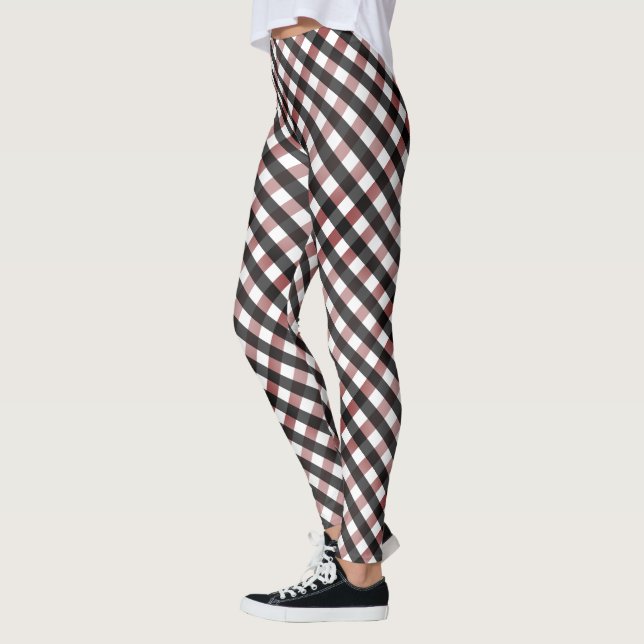 Leggings Black and Red Buffalo Check Motif de Noël (Gauche)