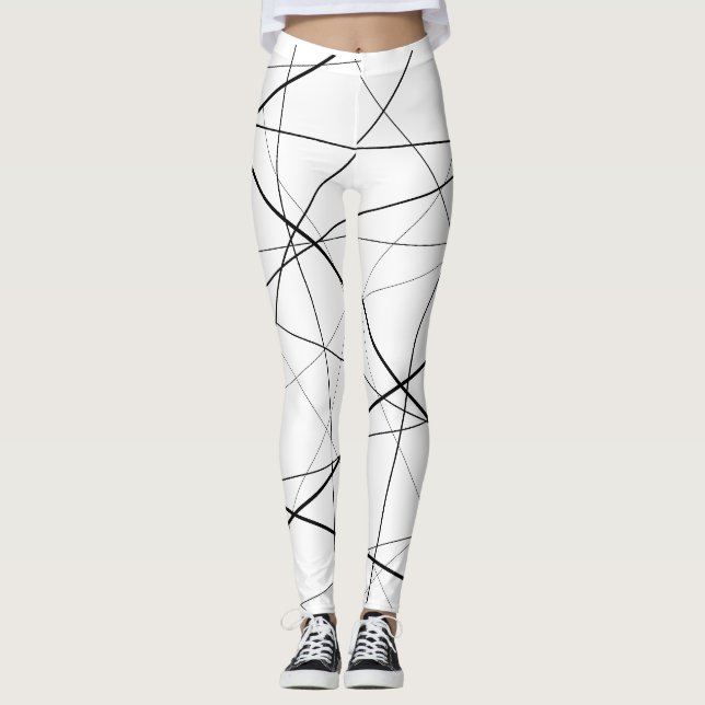 Leggings Black and white geometric pattern (Devant)