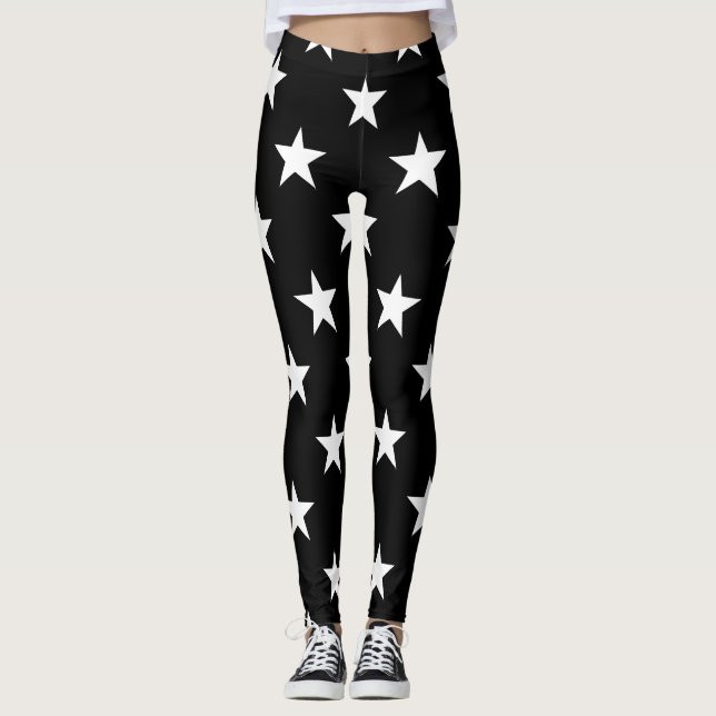 Leggings Black et White Star Motif simple moderne tendance (Devant)