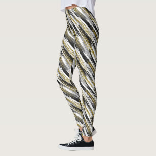 Leggings Black Gold Faux Parties scintillant moderne Abstra