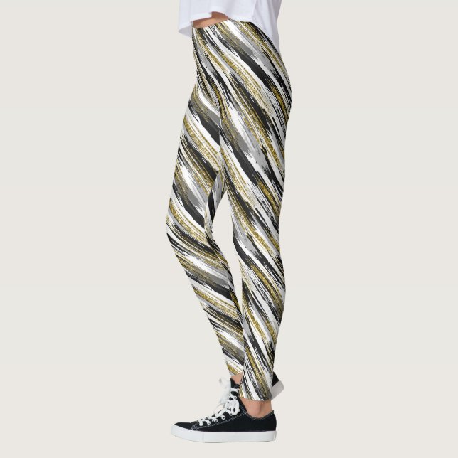 Leggings Black Gold Faux Parties scintillant moderne Abstra (Gauche)