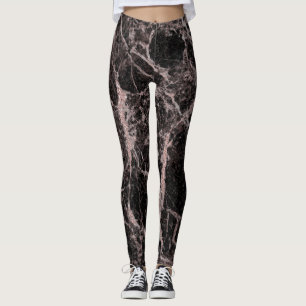 Leggings Black & Rose Gold Pink Parties scintillant Marble