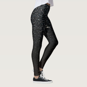 Leggings Black Sparkle Faux Parties scintillant Ciel noctur