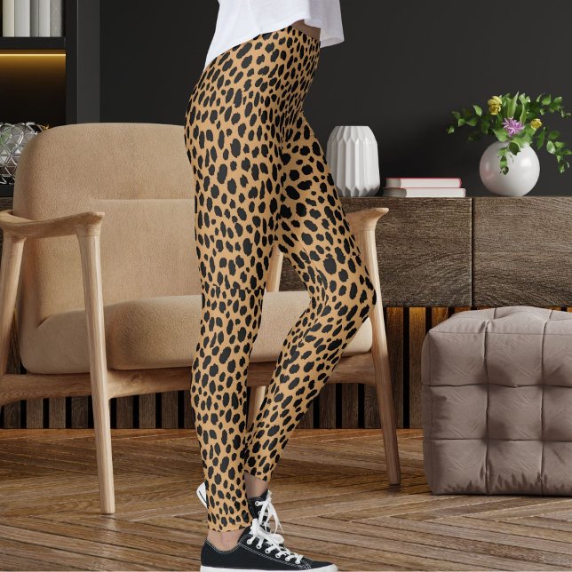 Leggings Black Tan And Brown Safari Leopard Skin Pattern (Créateur téléchargé)