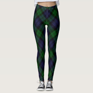 Leggings Black Watch Royal Tartan Plaid 