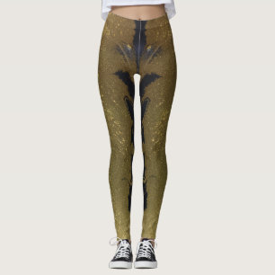 Leggings Black White & Gold Chic Swirl Moderne Abstrait