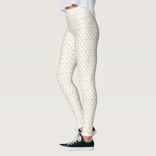 Leggings Blanc avec Motif de conception de pétoncle (Gauche)