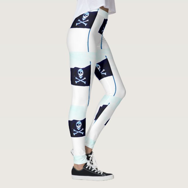 Leggings blanc de drapeau de jolly roger (Droite)