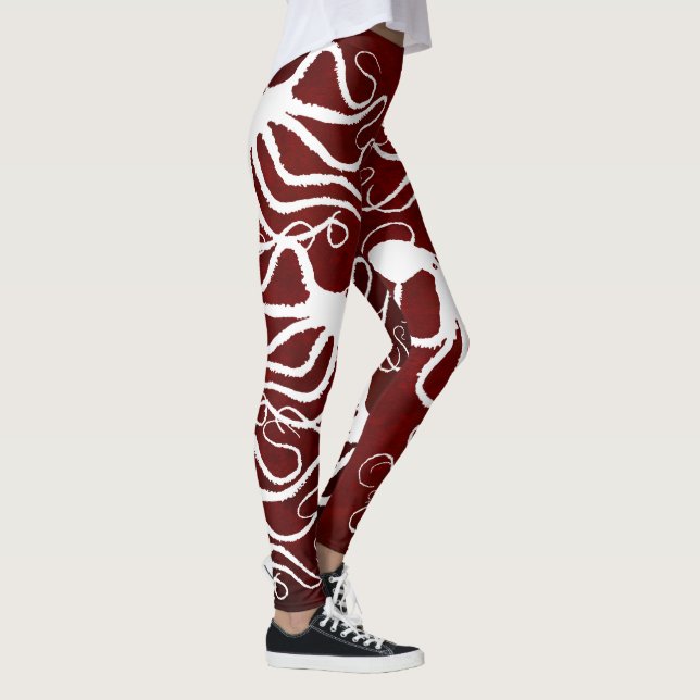 Leggings Blanc du poulpe d'Amy sur le rouge - guêtres (Droite)