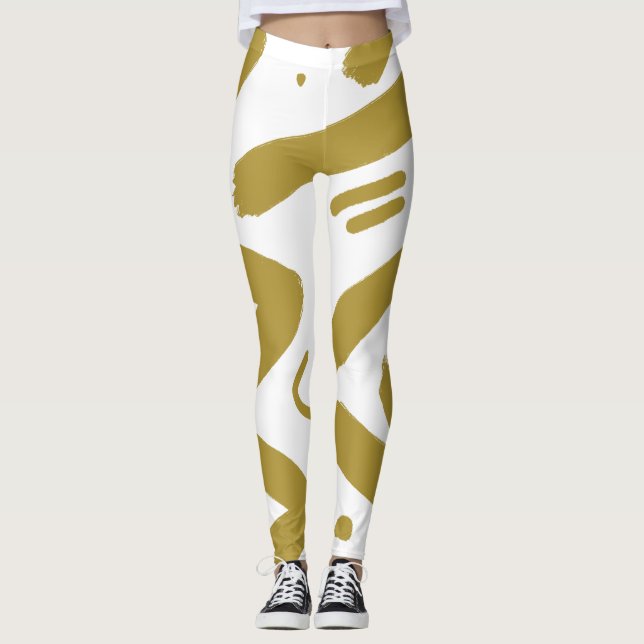 Leggings Blanc et or de la tribu (Devant)