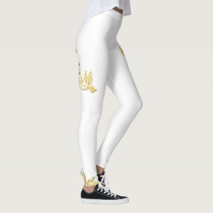 Leggings Blanc Et Or   Zazzle_Growshop.