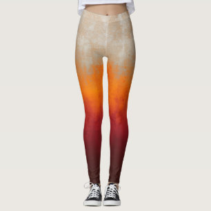 Leggings Blanc gris orange Rouge rustique ombre