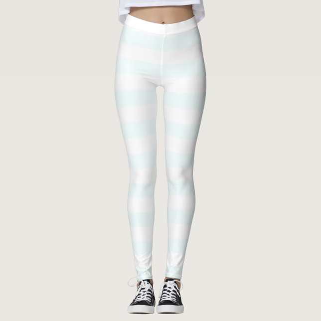 Leggings blanc lunaire et blanc rayé horizontal (Devant)