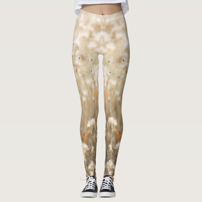 Leggings Blanc Noir minimaliste Fleur Field Autosoins (Devant)