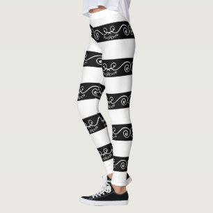 Leggings Blanc noir moderne rayé