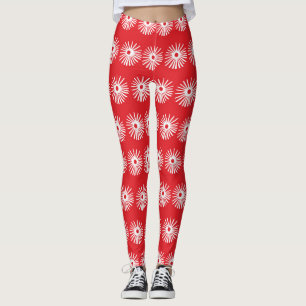 Leggings Blanc noir, texture florale abstraite.